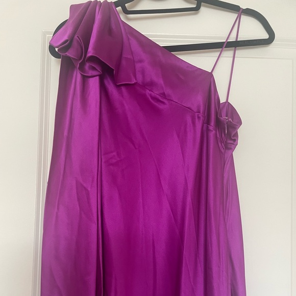 Rodarte One Shoulder Purple Silk Dress - Picture 10 of 11